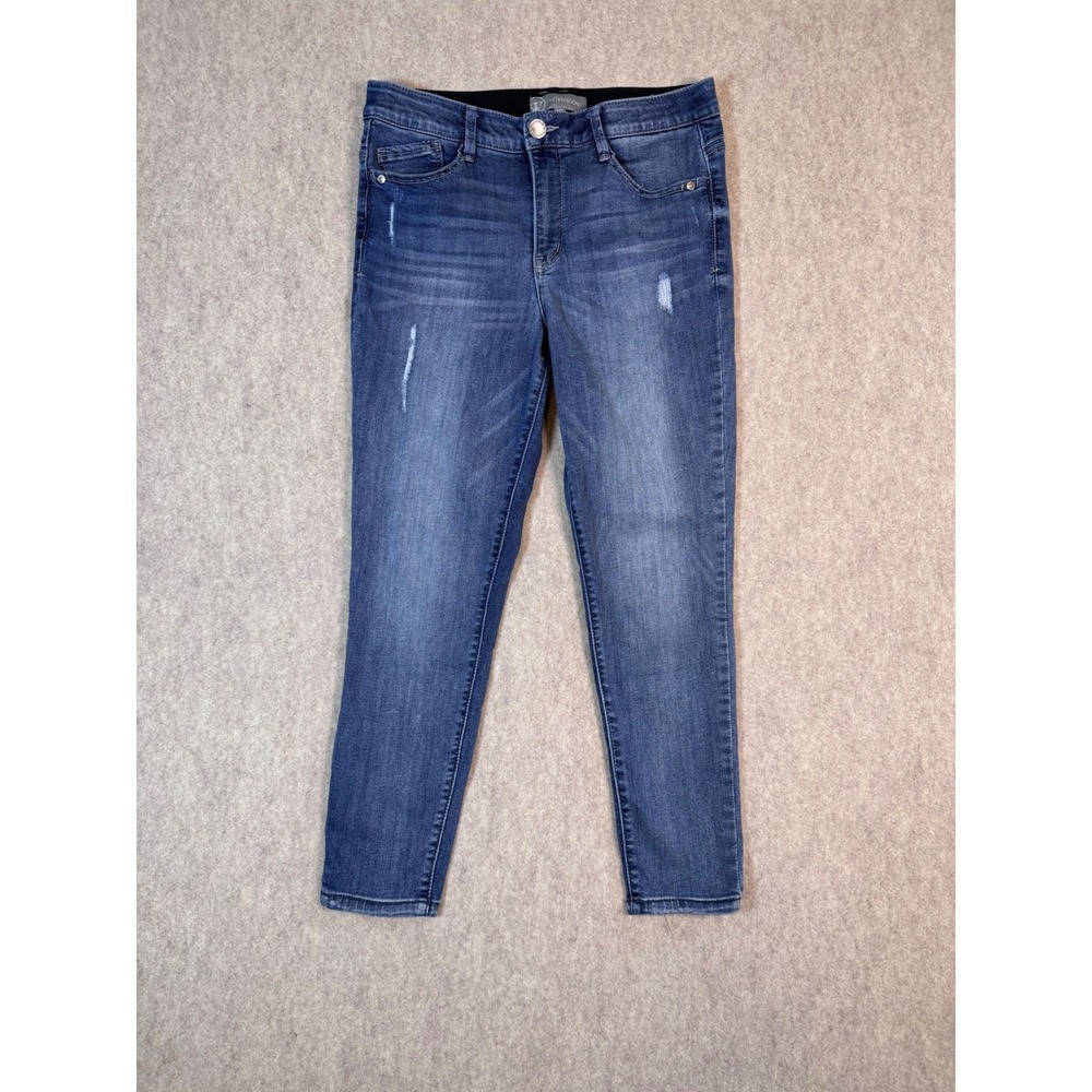 Wit & Wisdom Ab-solution Skinny Jeans‎ Medium Wash Distressed Petite 10P Blue